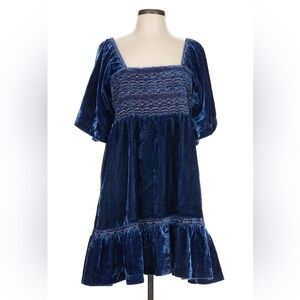 Free People Blue Velvet Mini Dress